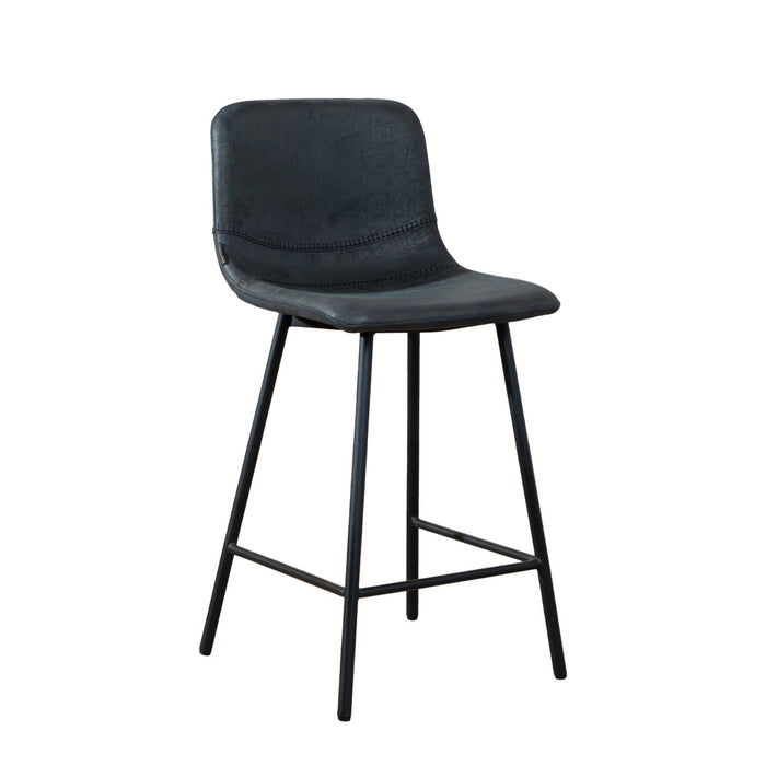 Bronx71 Industriële barkruk Mikky zwart|antraciet eco-leer 65-78 cm