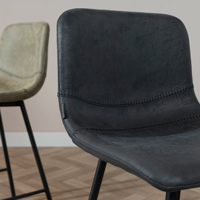 Bronx71 Industriële barkruk Mikky zwart|antraciet eco-leer 65-78 cm