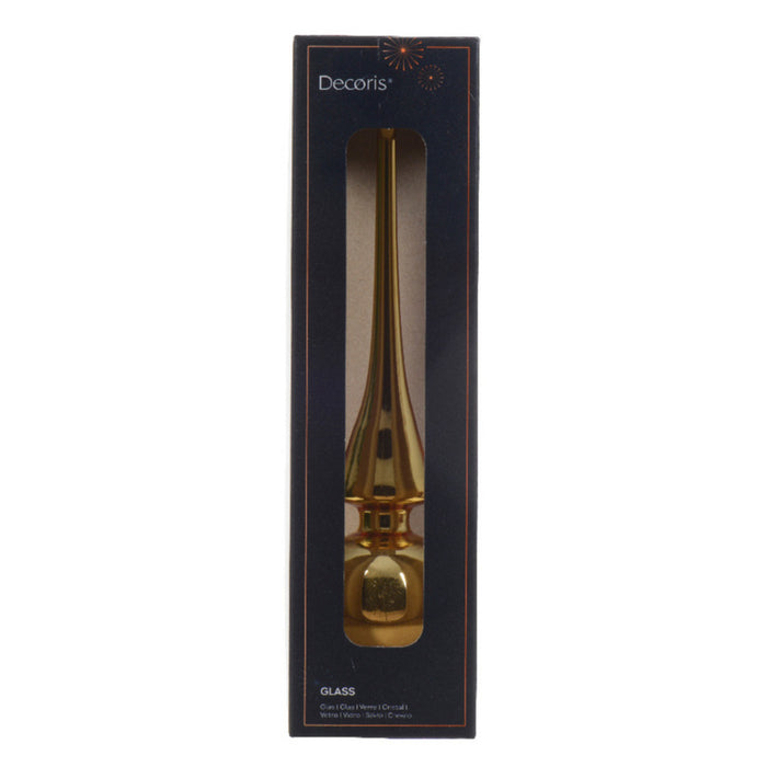 Decoris Kerstboom piek - goud - 26 cm - glas - glans