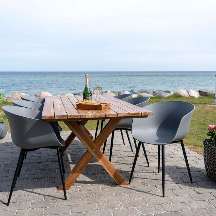 Artichok Liloe kunststof tuinstoel grijs met armleuningen