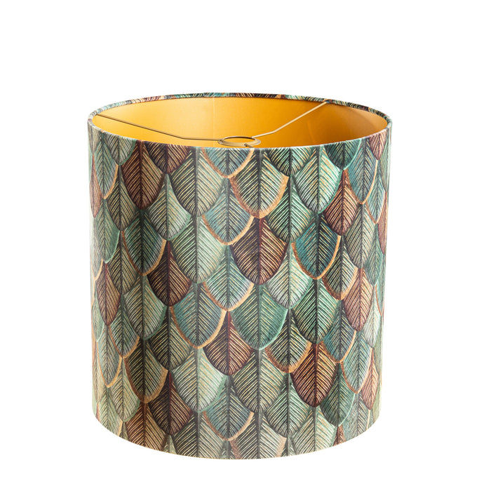 QAZQA Velours lampenkap blad dessin met gouden binnenkant 40|40|40