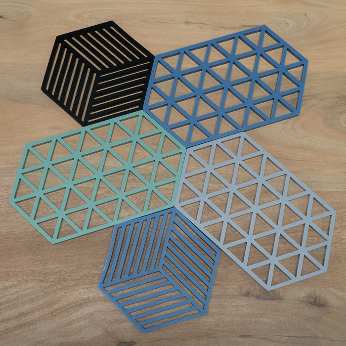 Krumble Siliconen pannenonderzetter Hexagon lang - Zwart - Set van 4