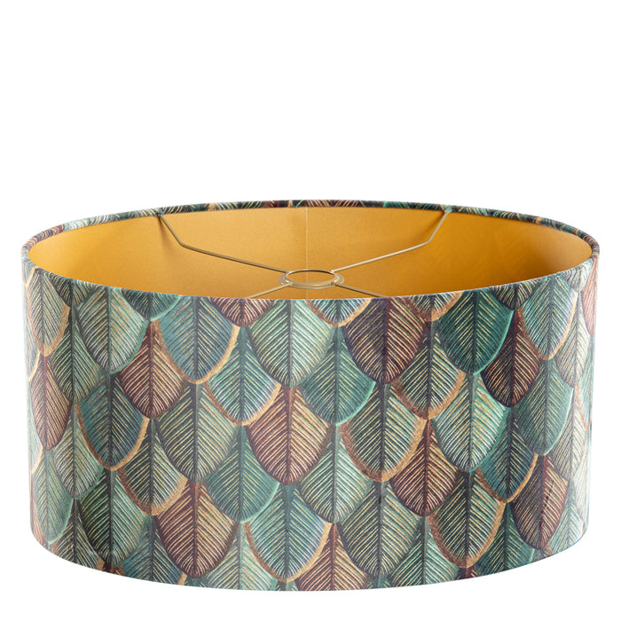 QAZQA Velours lampenkap blad dessin met gouden binnenkant ovaal