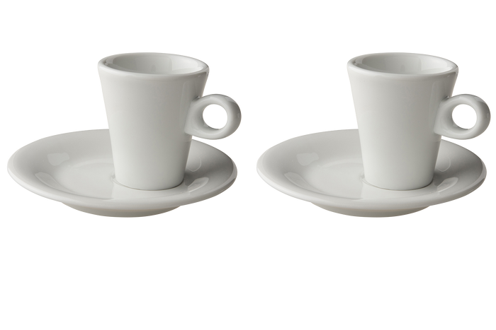 Maastricht Porselein Espressokop en schotel Finn 6 cl - 12.5 cm Wit Porselein 2 stuks