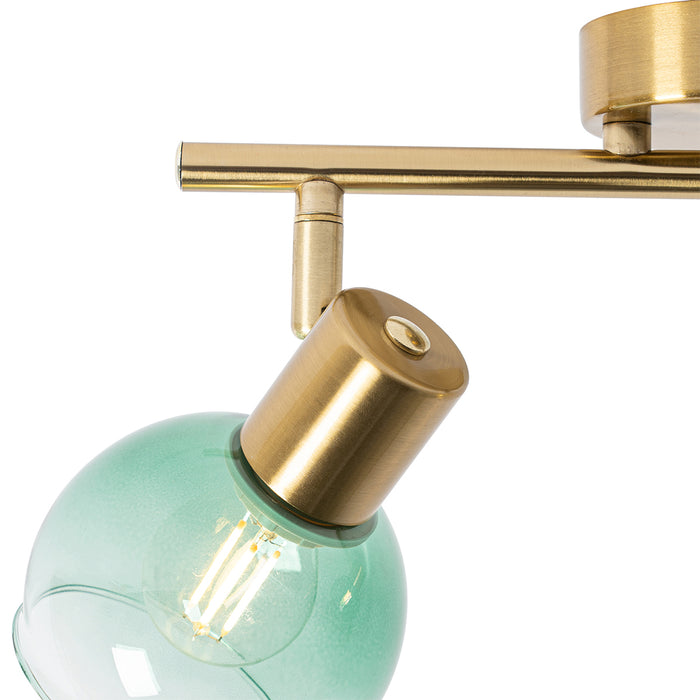 QAZQA Art Deco spot goud met groen glas 2-lichts - Vidro