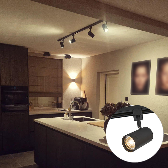 QAZQA Smart 1-fase railsysteem met 4 wifi GU10 spots zwart - Iconic