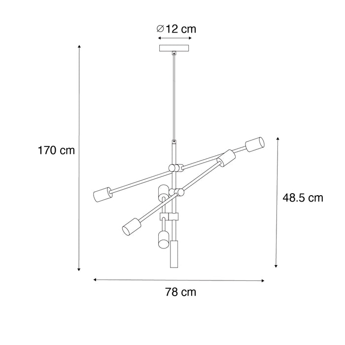 QAZQA Industriële hanglamp donkerbrons 6-lichts - Sydney