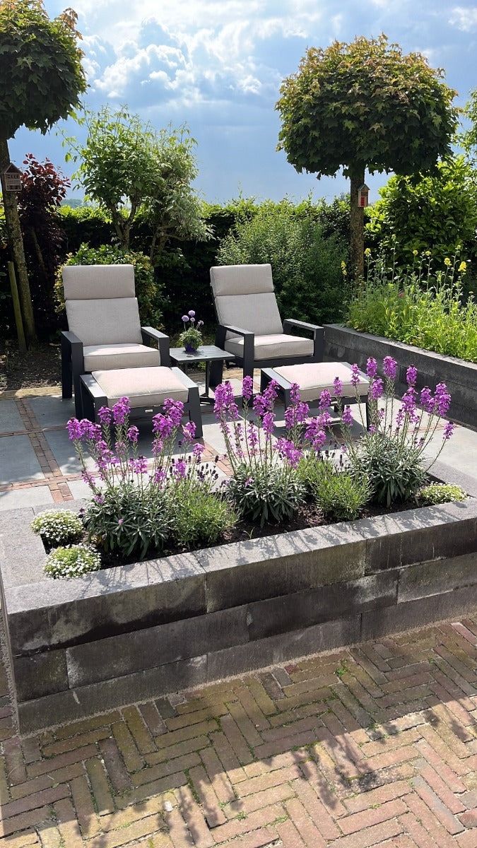 Garden Impressions Max loungestoel + voetenbank - Carbon black|Sand