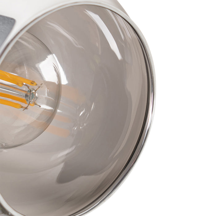 QAZQA Plafondlamp zwart met smoke glas en hout 2-lichts - Vidro