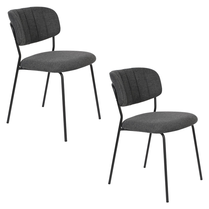 Housecraft Living Jolien Eetkamerstoelen Zwart| Grijs - Set van 2
