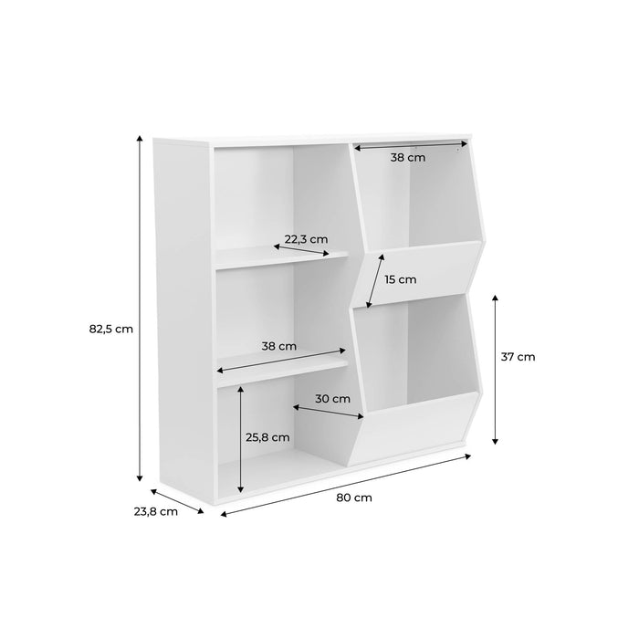 sweeek - Kinder opbergkast, 3 legplanken en 2 opbergruimtes