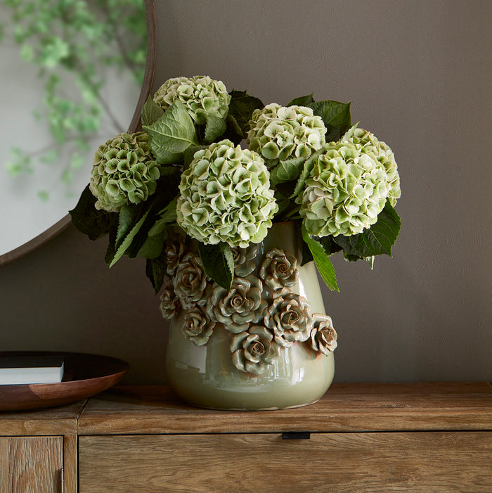 Riviera Maison Vaas Groen - Rose - Aardewerk (ØxH) 34x36