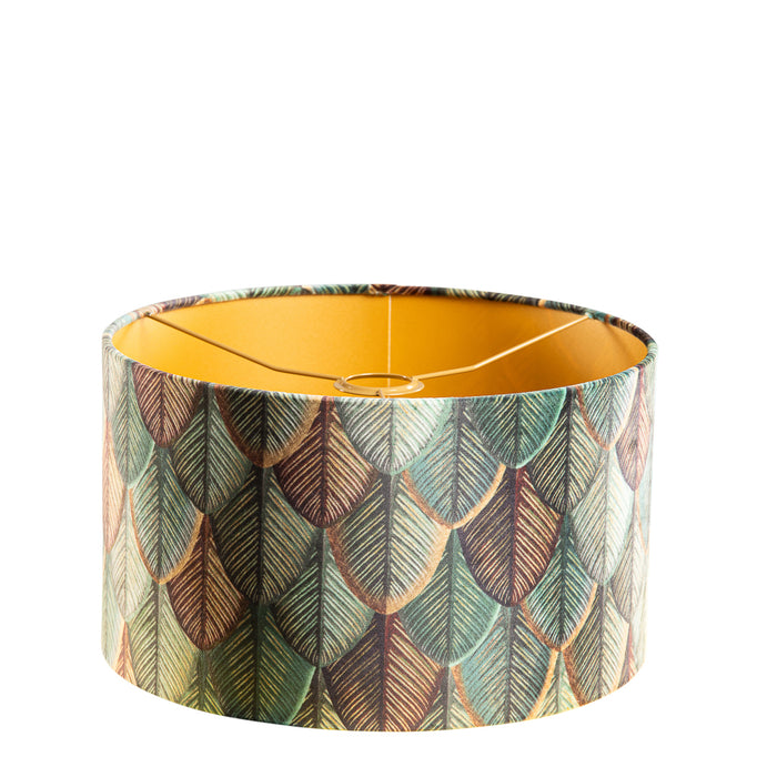 QAZQA Velours lampenkap blad dessin met gouden binnenkant 35|35|20