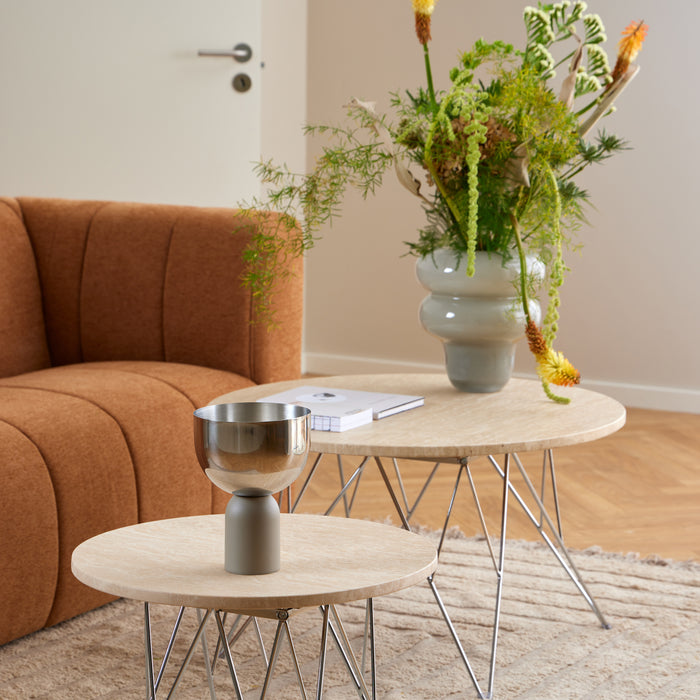 by fonQ Webby Bijzettafel Ø 55 cm - Crème / Chroom