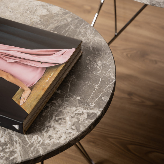 by fonQ Webby Bijzettafel Ø 55 cm - Grijs / Chroom