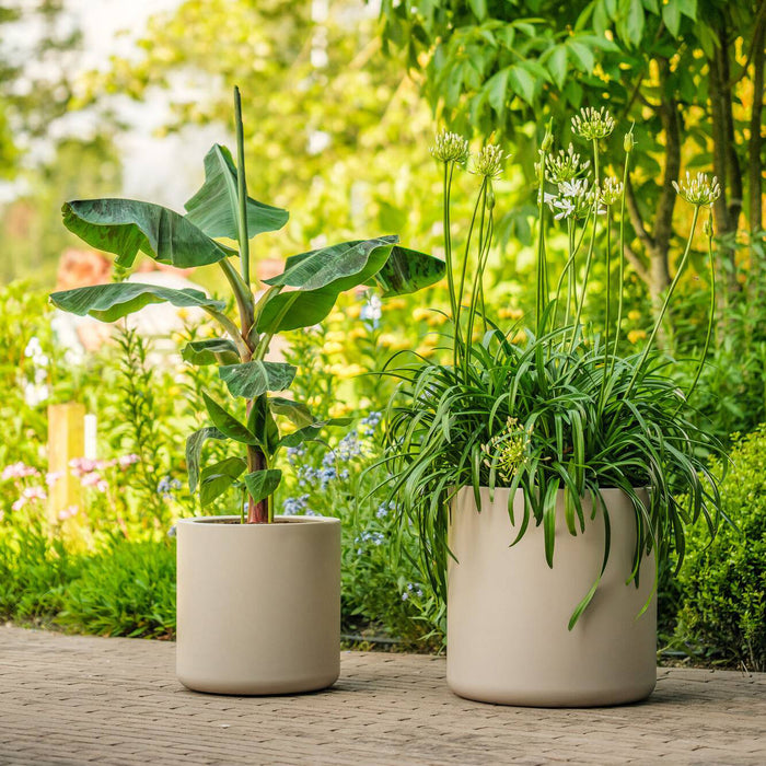 Elho Pure Cilinder Wheels 40 - Beige - L 40 x B  x H 40 cm - Balkon, Binnen en Buiten - 100% gerecycled