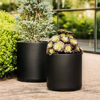 Elho Pure Cilinder Wheels 50 - Zwart - L 50 x B  x H 50 cm - Balkon, Binnen en Buiten - 100% gerecycled