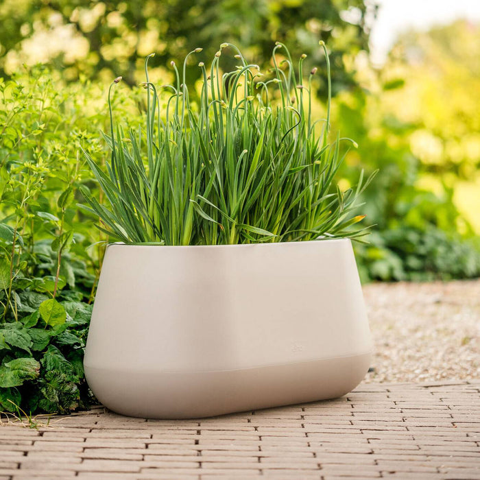 Elho Pure Cone Long Wheels 75 - Beige - L 74 x B  x H 36 cm - Binnen en Buiten - 100% gerecycled