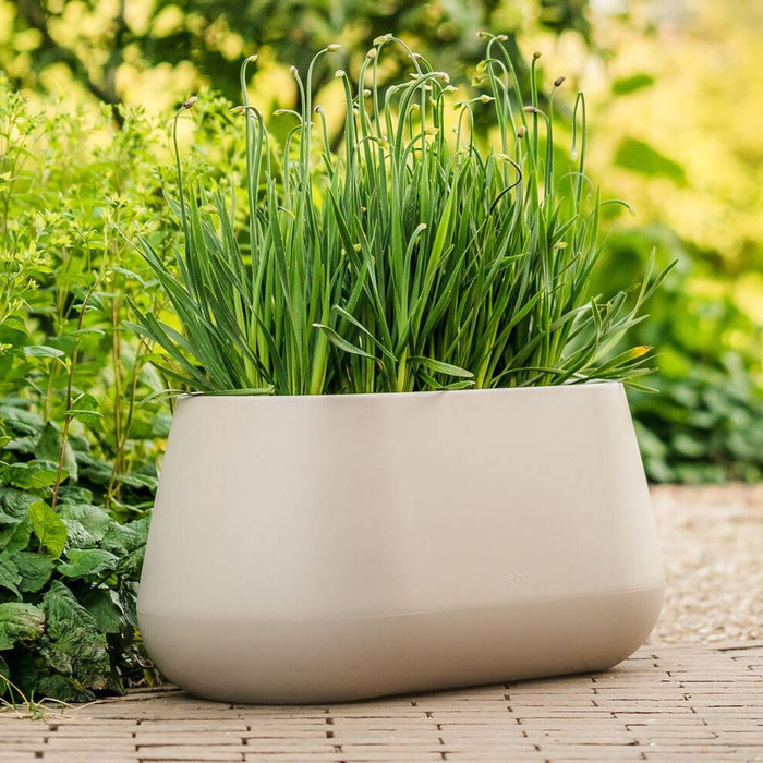 Elho Pure Cone Long Wheels 75 - Beige - L 74 x B  x H 36 cm - Binnen en Buiten - 100% gerecycled