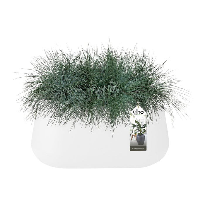 Elho Pure Cone Long Wheels 75 - Wit - L 74 x B  x H 36 cm - Binnen en Buiten - 100% gerecycled