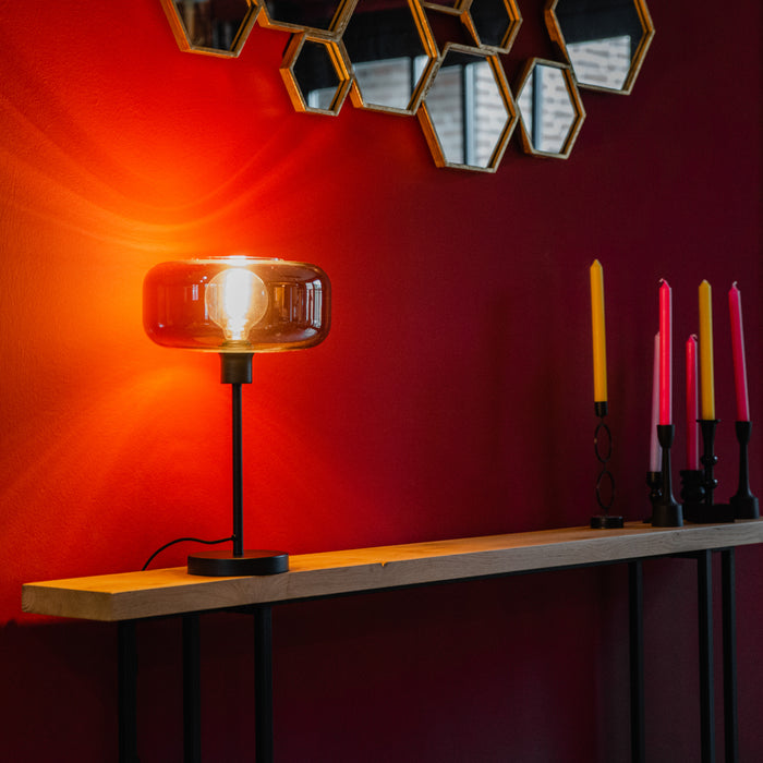 QAZQA Art deco tafellamp zwart met smoke glas - Bizle