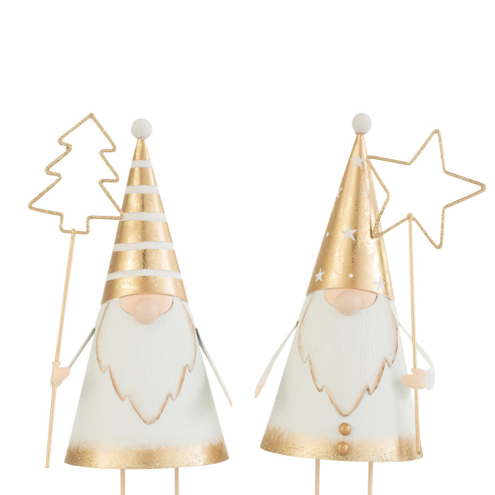 J-Line decoratie Kerstman + Stok Boom|Ster - metaal - wit|go