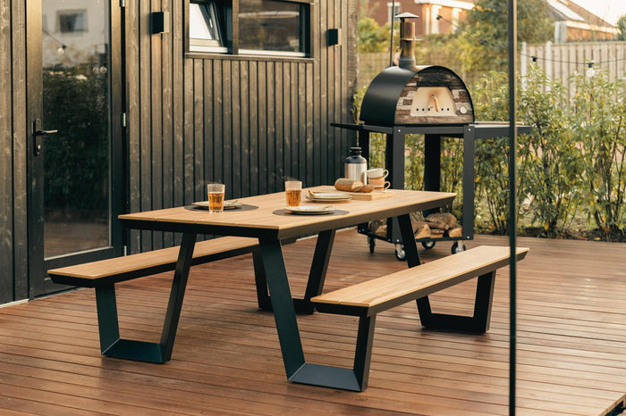 Aluminium picknicktafel Bermuda zwart