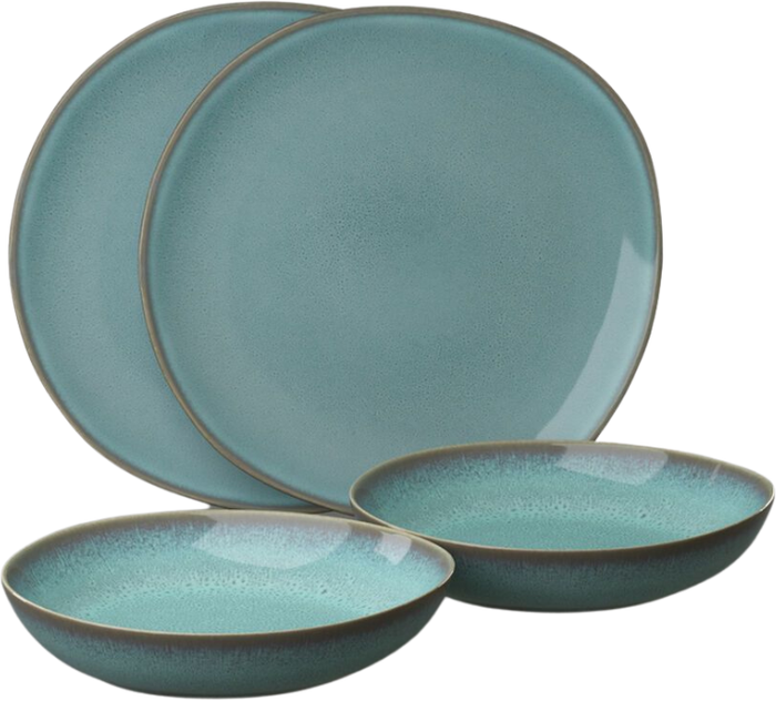 Villeroy & Boch Serviesset Lave - Glace - 4-delig | 2 personen - 2 dinerborden en 2 diepe borden