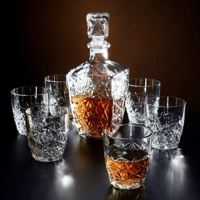 Bormioli Whisky set - 7 delig - 6 glazen - karaf - Dedalo serie