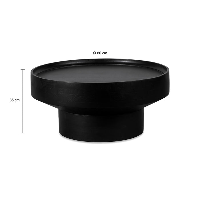 Lewis & Loft Salontafel Luus - FSC® mangohout – Rond ⌀80– Zwart