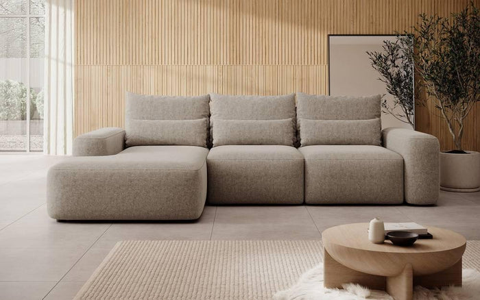 NADUVI Collection Hoekbank met slaapfunctie Calvados links chenille