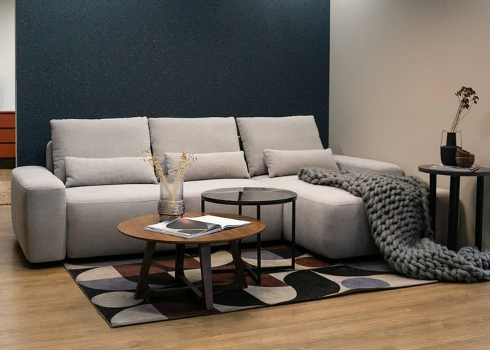 NADUVI Collection Hoekbank met slaapfunctie Calvados rechts chenille