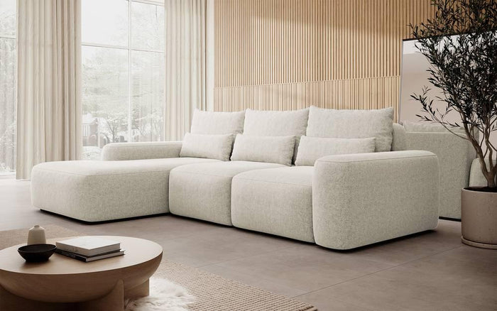 NADUVI Collection Hoekbank met slaapfunctie Calvados links chenille