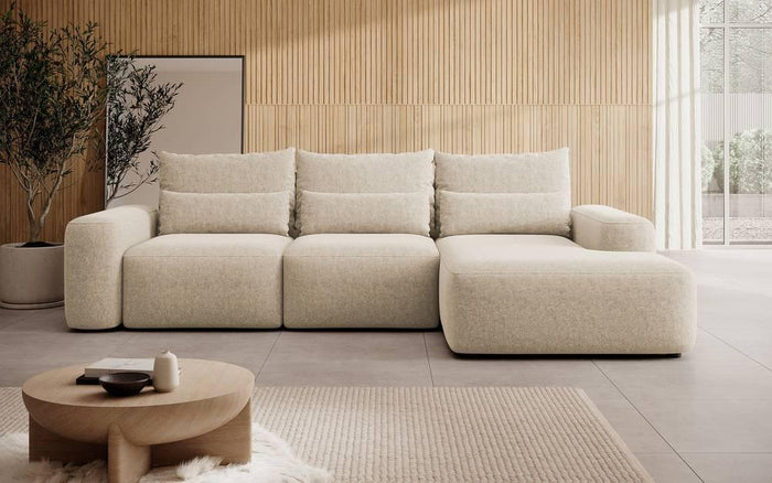 NADUVI Collection Hoekbank met slaapfunctie Calvados rechts chenille