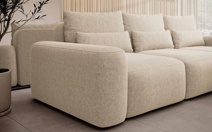 NADUVI Collection Hoekbank met slaapfunctie Calvados rechts chenille