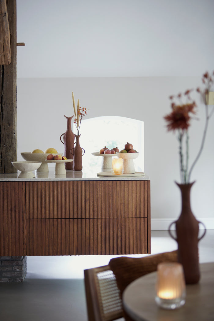 Light&living Schaal op voet Ø38,5x17,5 cm OTA zand+licht bruin gesp...