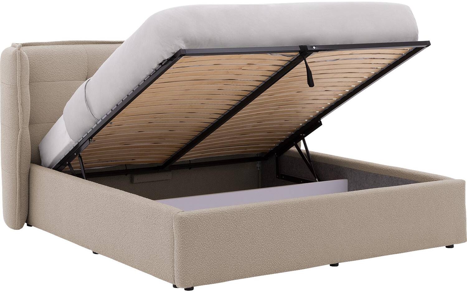 Goossens Gestoffeerd Bedframe Canon - 180 x 200 - Stof boucle licht