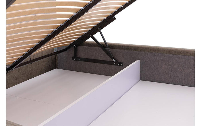 Goossens Bedframe Mysen Storage - 140 x 200 - Stof fijn geweven bruin