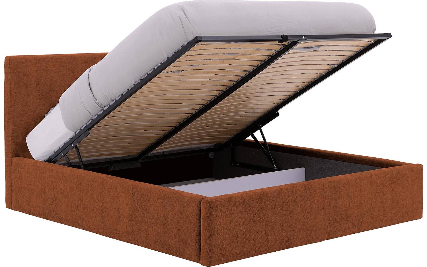 Goossens Bedframe Mysen Storage - 160 x 200 - Stof fijn geweven brique