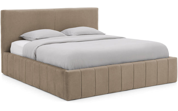 Goossens Bedframe Carte - 140 x 200 - Velours lichtbruin beige 6 -