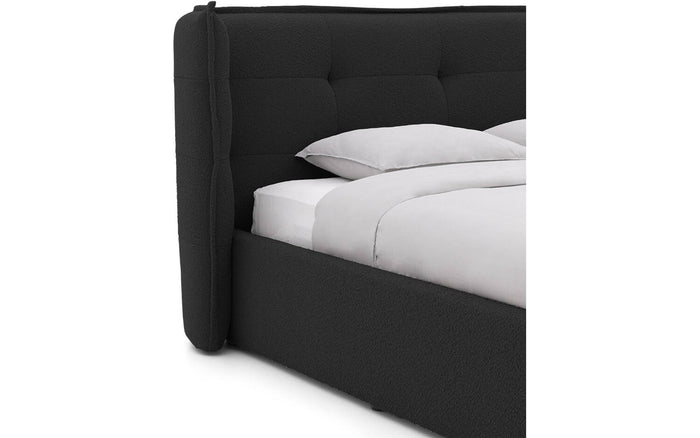 Goossens Gestoffeerd Bedframe Canon - 180 x 200 - Stof boucle zwart -