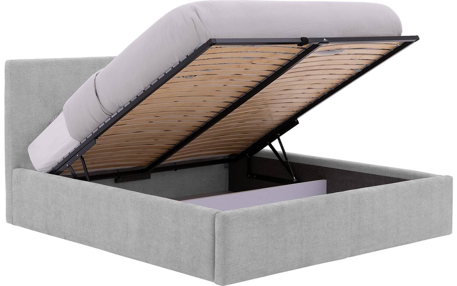 Goossens Bedframe Mysen Storage - 180 x 200 - Stof fijn geweven grijs