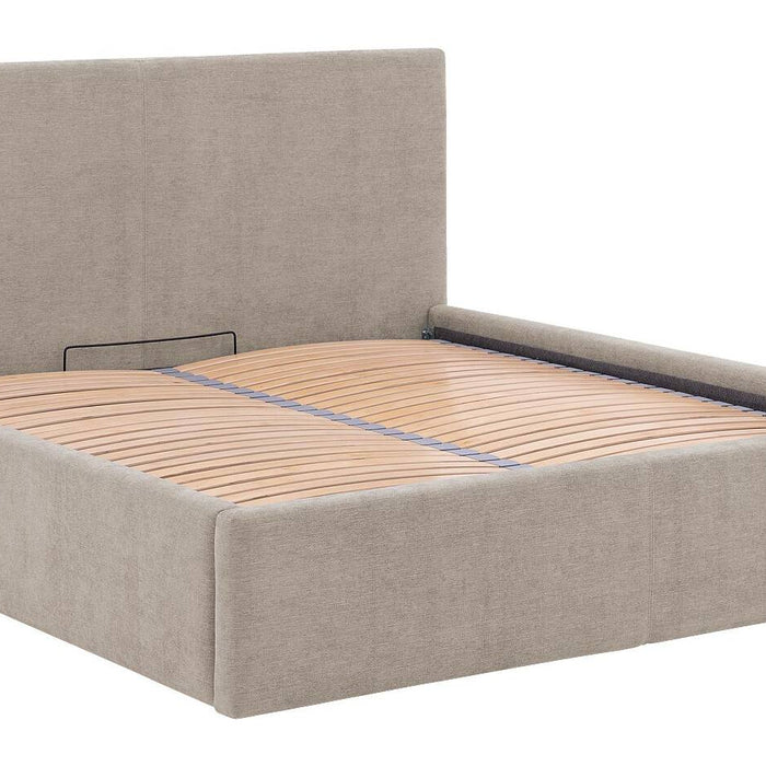 Goossens Bedframe Mysen Storage - 140 x 200 - Stof fijn geweven taupe
