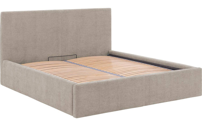 Goossens Bedframe Mysen Storage - 140 x 200 - Stof fijn geweven taupe