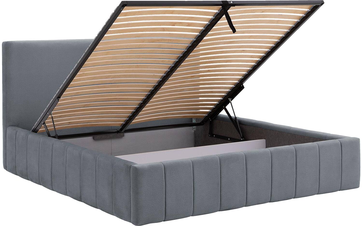 Goossens Bedframe Carte - 160 x 200 - Velours middengrijs 23 - Fluweel