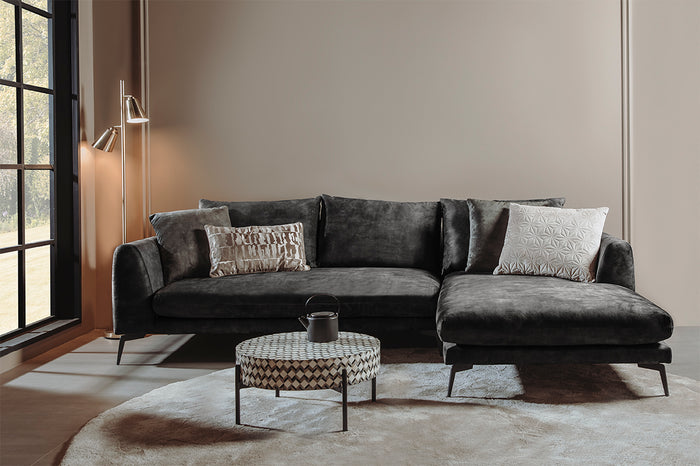 Tower living nottingham 2,5-al + chaise r - adore 029 anthracite grey