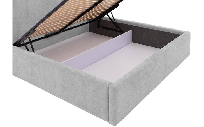 Goossens Bedframe Mysen Storage - 180 x 200 - Stof fijn geweven grijs