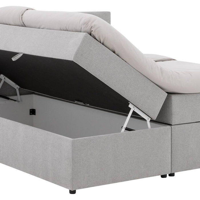 Goossens Boxspring Store met opbergruimte - grijs - 180 x 212 cm cm