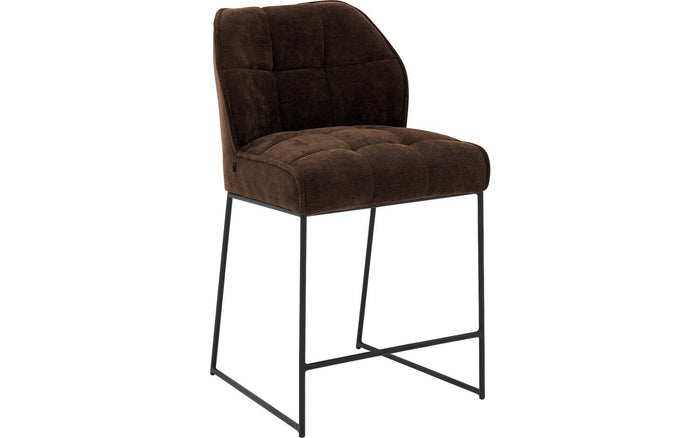 Goossens Barstoel Ronnie, Barstoel, zithoogte 72 cm - bruin Textiel
