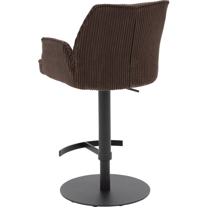 Goossens Barstoel Laurensleuning - bruin Ribstof met armleuning